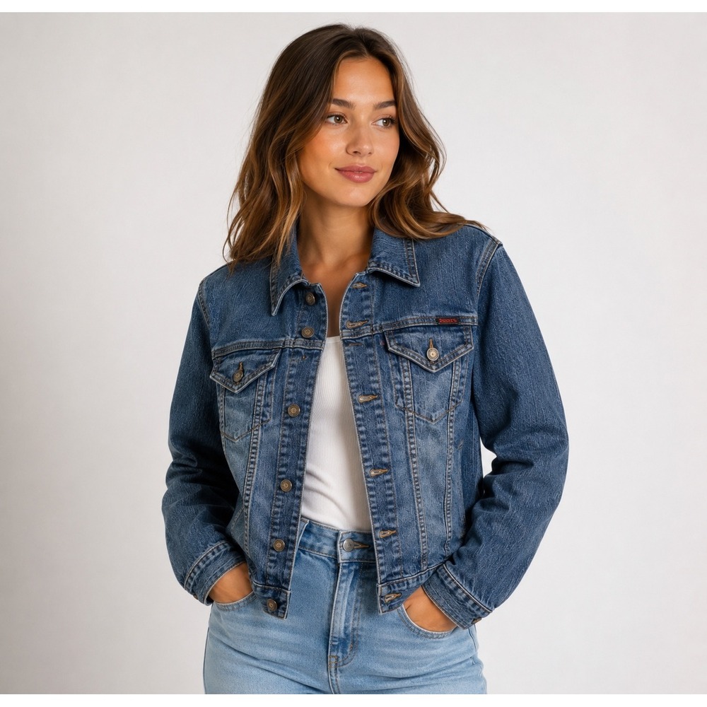 C'Esttoi Jeans  Jeans Womens Medium Wash Denim Trucker Jacket Blue Size Large